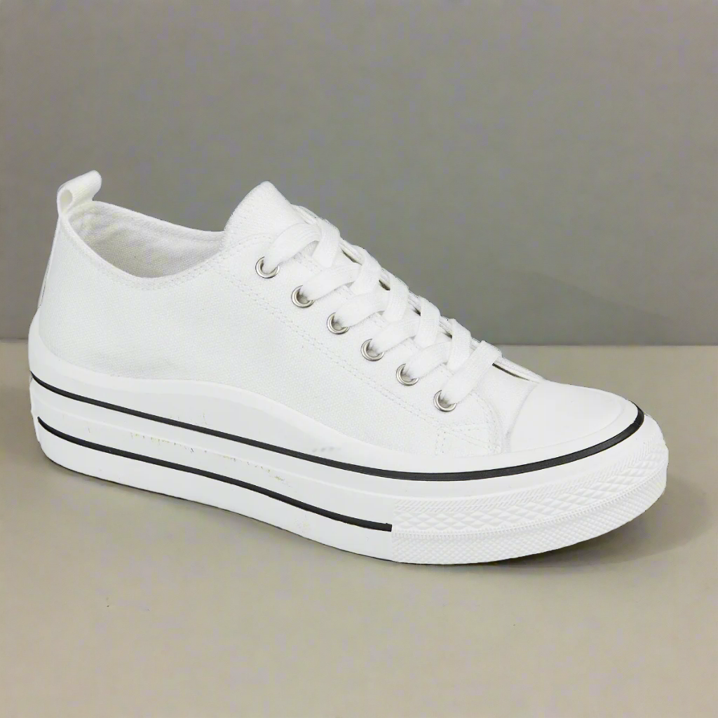new ladies canvas trainer footwear comfort tennis shoe grey or white lace up shoes holiday perfect travel outfit