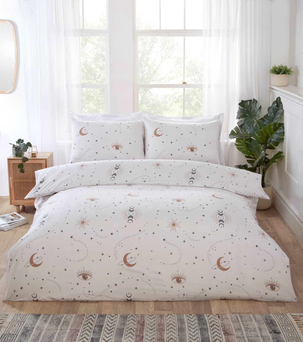 Manifesting Duvet Set. Crafted from soft, breathable fabric, this set includes a duvet cover and matching pillowcase to elevate your bedding to a whole new level of comfort and style