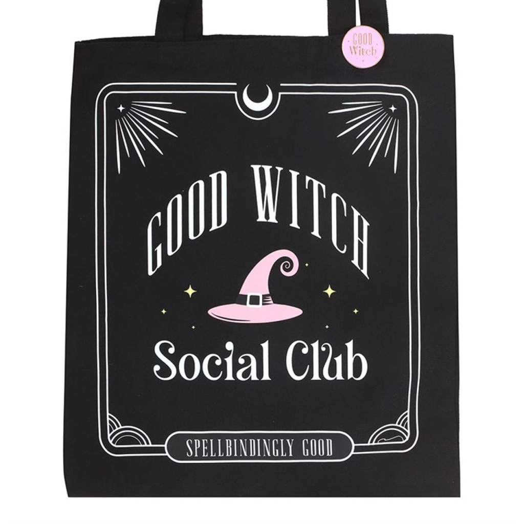 Good Witch Social Club Polycotton Tote Bag with Pin Badge
