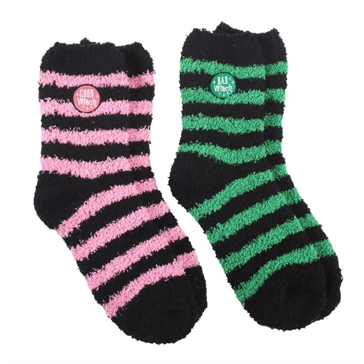 Which Witch are You? Set of 2 Good Witch and Bad Witch Fluffy Socks