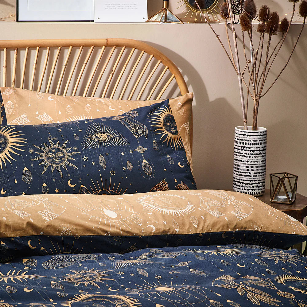 Constellation Celestial Duvet Cover Set Gold/Navy