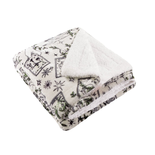 Celestial Stories Printed Sherpa Fleece Throw Green