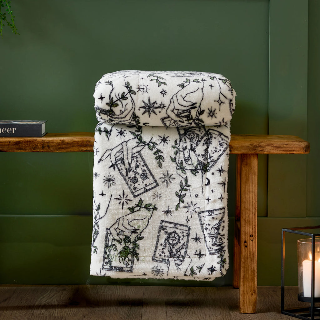 Celestial Stories Printed Sherpa Fleece Throw Green