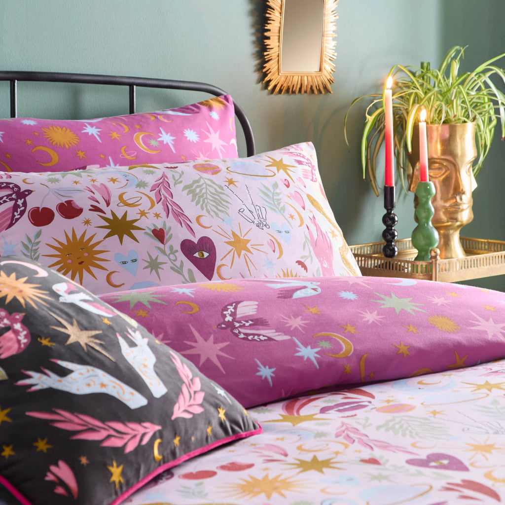 Enchanted Printed Reversible Duvet Cover Set Pink