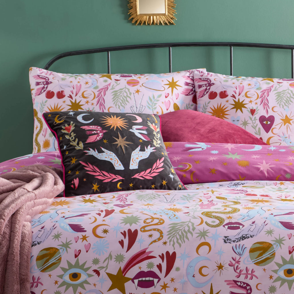 Enchanted Printed Reversible Duvet Cover Set Pink