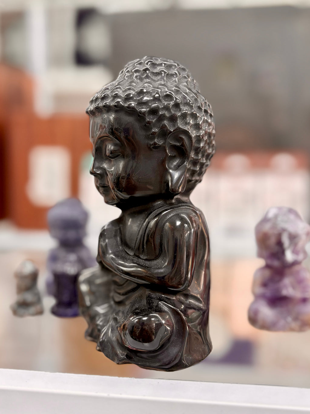 Black Obsidian Buddha Statue