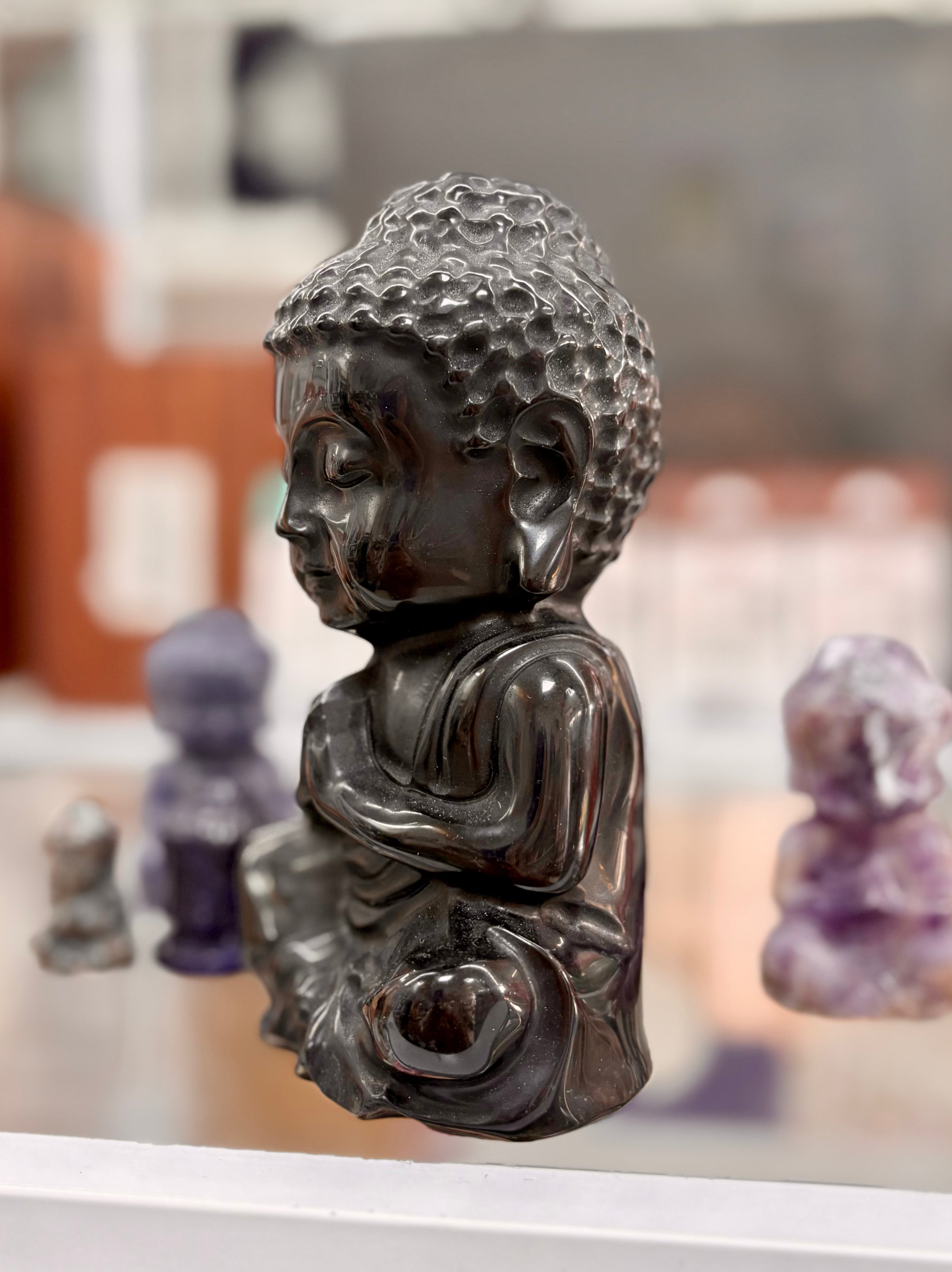 Black Obsidian Buddha Statue