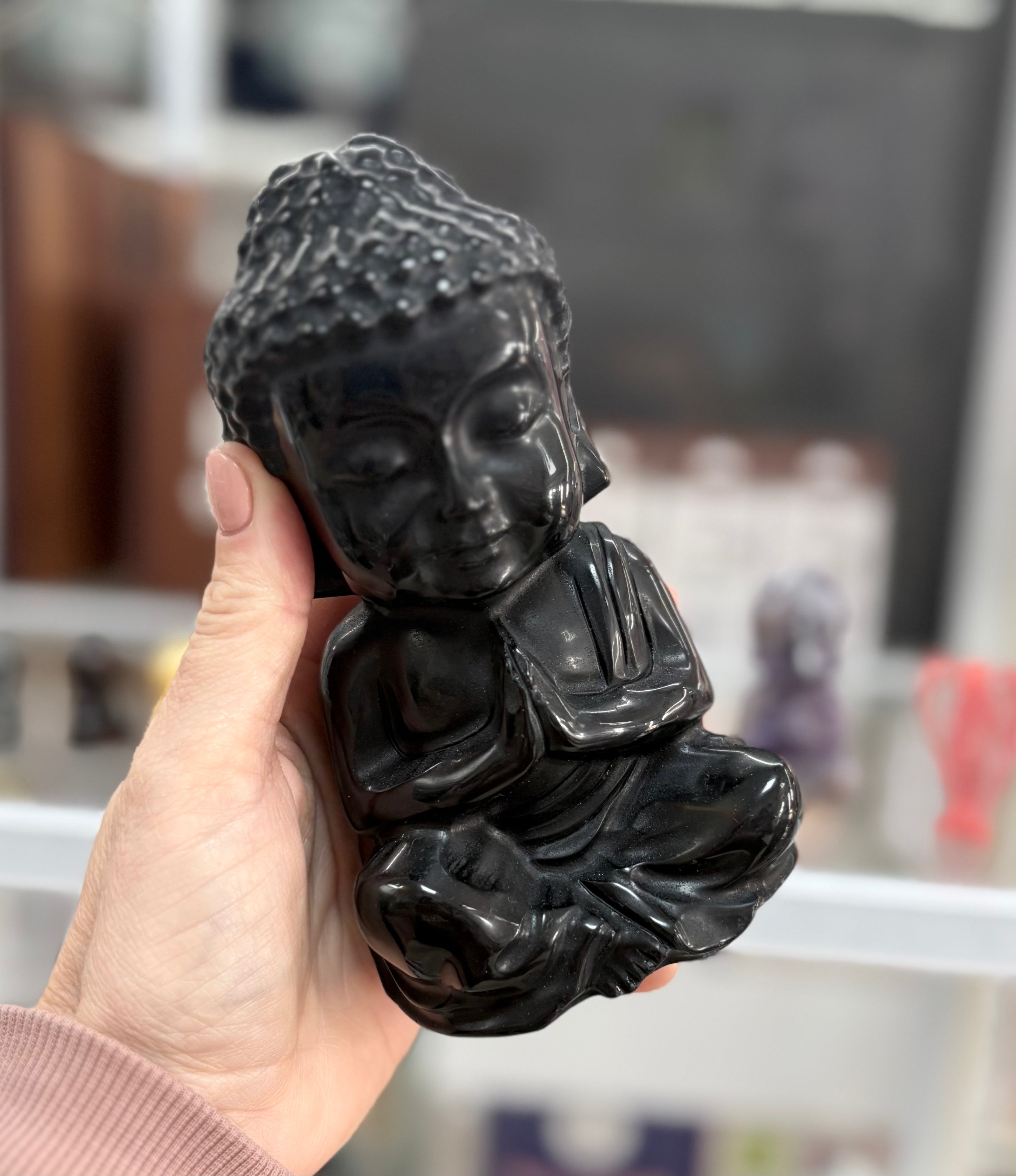 Black Obsidian Buddha Statue
