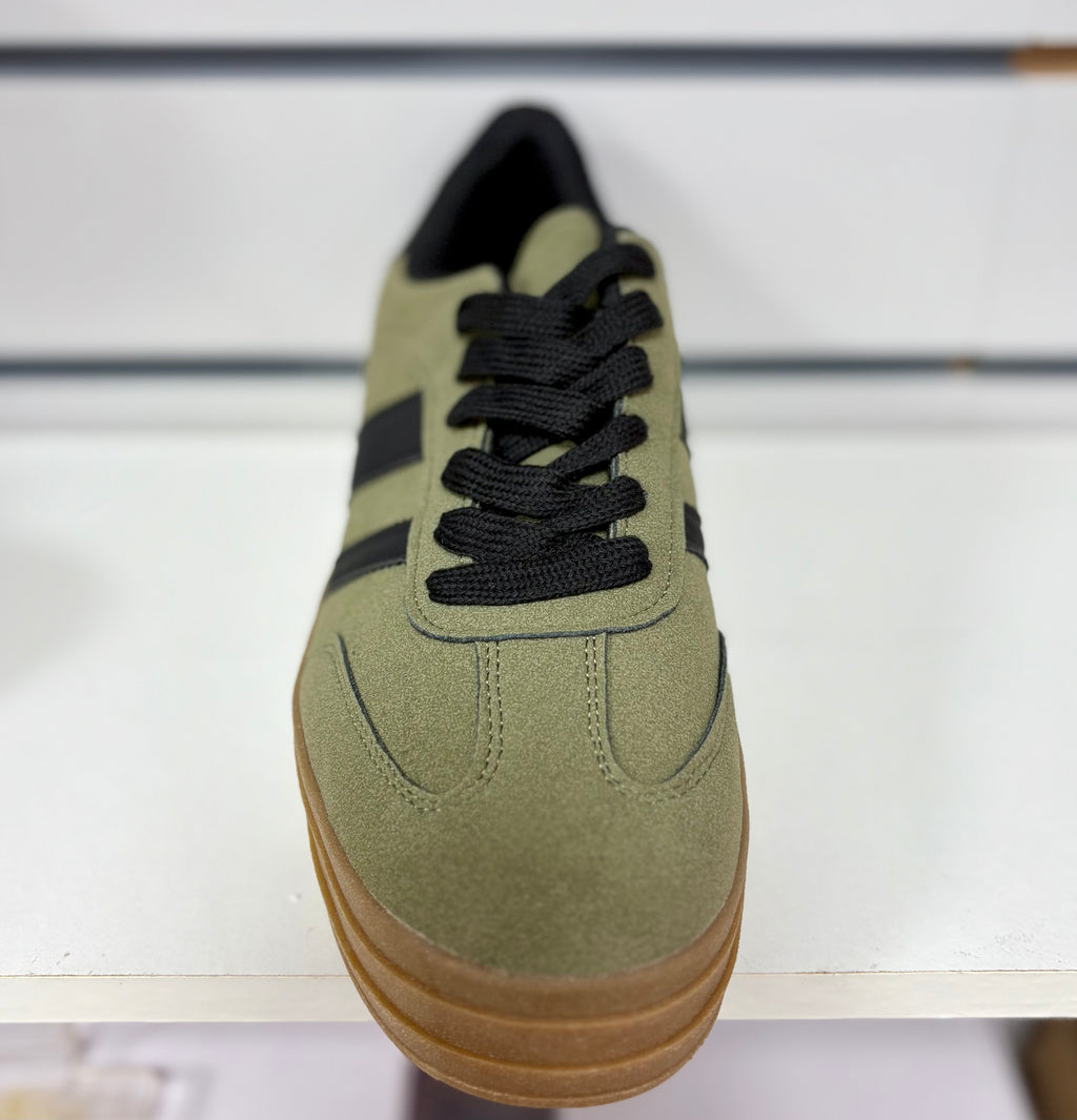 Ladies khaki green and black Platform trainers