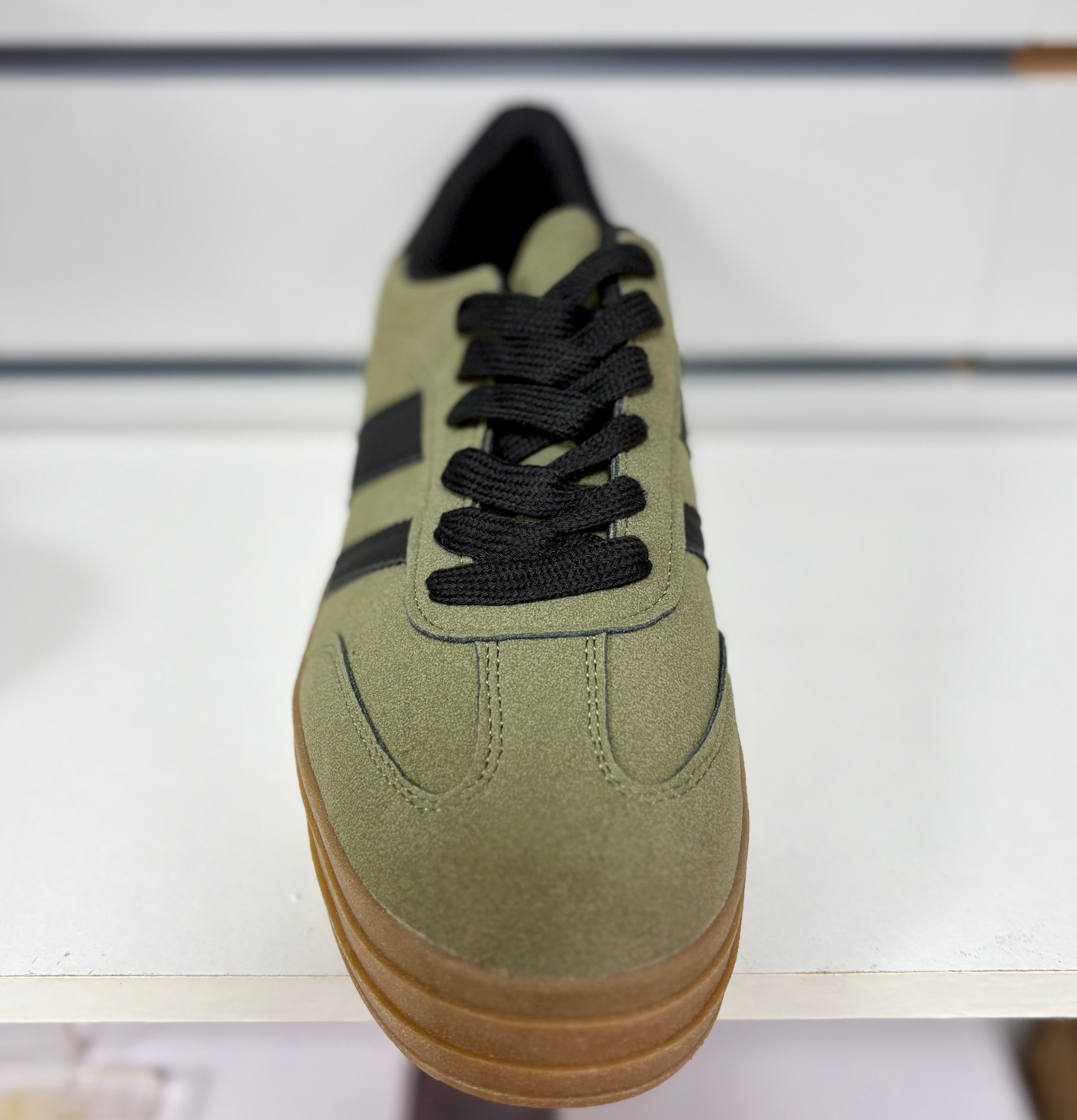 Ladies khaki green and black Platform trainers