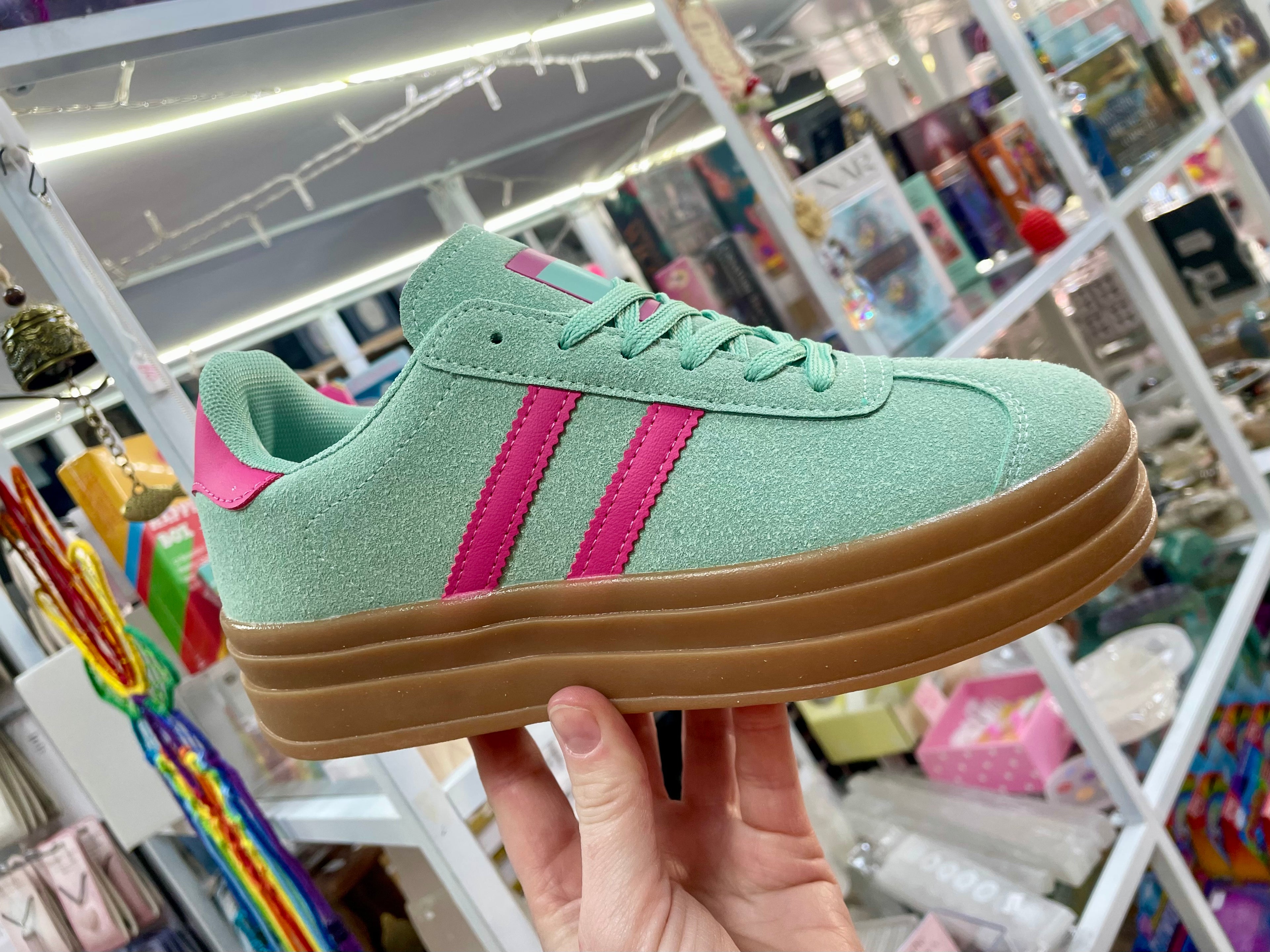 Platform trainers are so on trend right now! Our Mia trainers are perfect for this season, featuring a two stripe detail on the side. Style with some jeans and a t-shirt to complete the look.&nbsp;