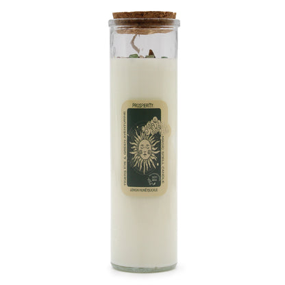 What is your Spell Candle - Prosperity for? - To attract abundance, wealth, and financial blessings into your life. To unlock the doors to financial success and create a harmonious flow of abundance. Embedded within the candle, you will discover a genuine Tiger eye, a stone of courage, motivation, and financial stability, while green aventurine promotes luck, prosperity, and opportunities. The refreshing fragrance of lemon honeysuckle, known for its uplifting and invigorating properties, will fill the air, 