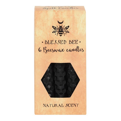 Set of 6 Black Beeswax Spell Candles
