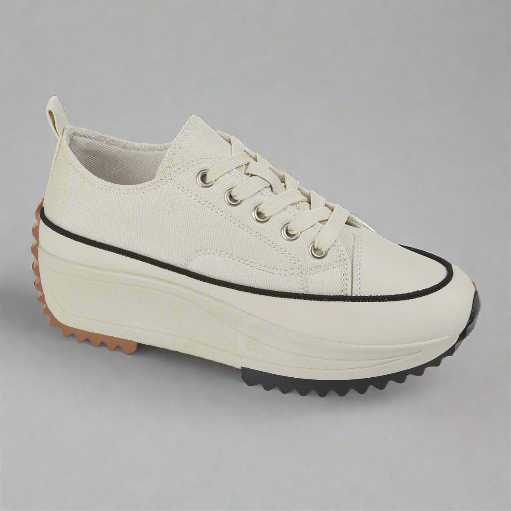 canvas trainer shoe comfort platform Urban Jacks Collection, a stunning lace-up canvas shoe designed for the modern woman.