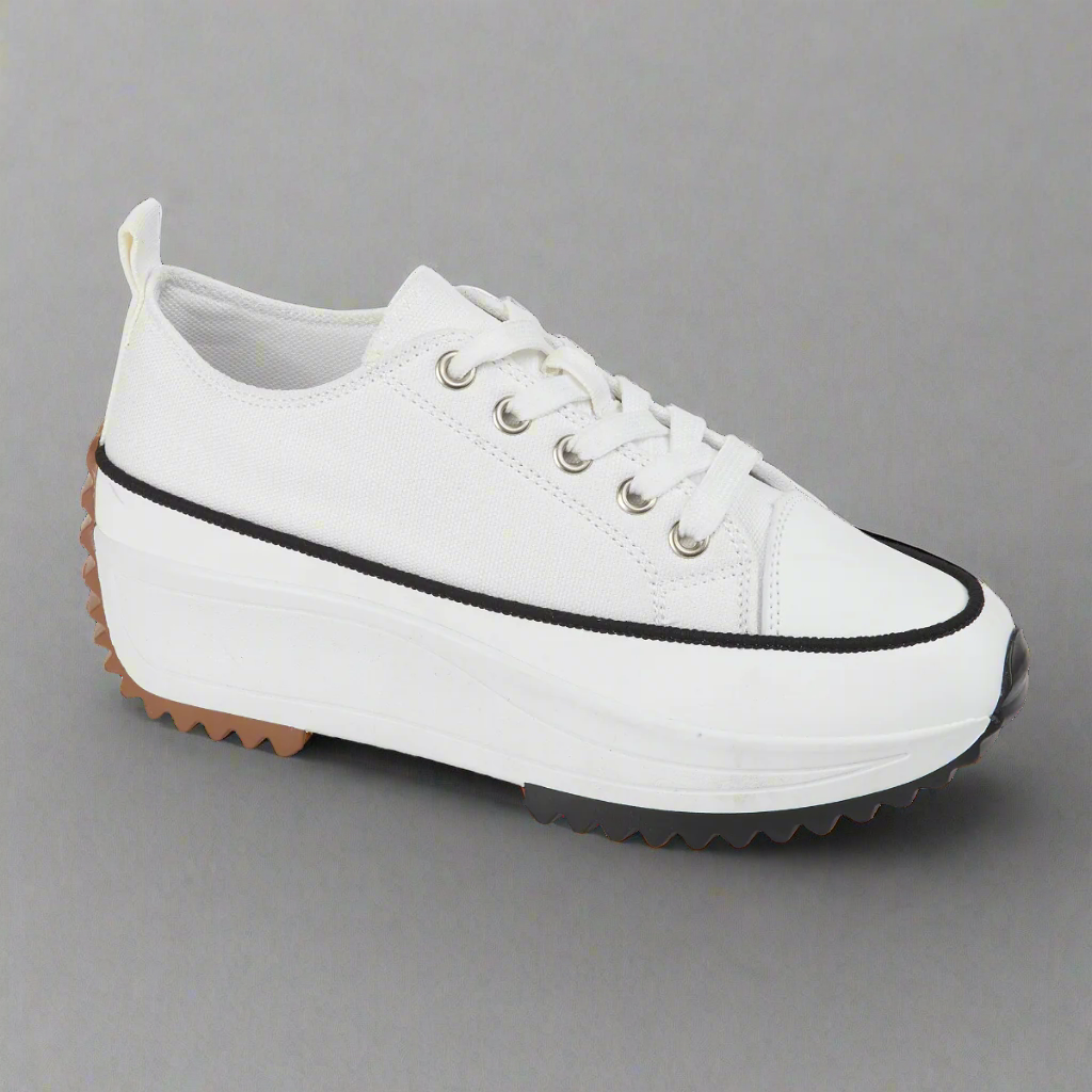 canvas trainer shoe comfort platform Urban Jacks Collection, a stunning lace-up canvas shoe designed for the modern woman.