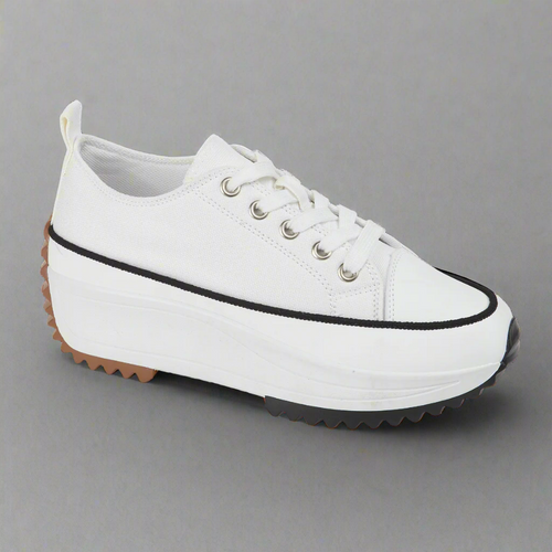 canvas trainer shoe comfort platform Urban Jacks Collection, a stunning lace-up canvas shoe designed for the modern woman.