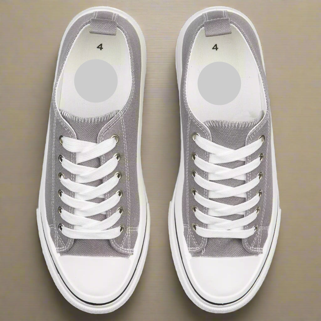 new ladies canvas trainer footwear comfort tennis shoe grey or white lace up shoes holiday perfect travel outfit