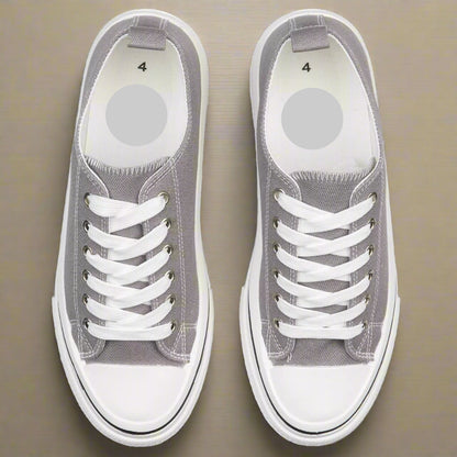 new ladies canvas trainer footwear comfort tennis shoe grey or white lace up shoes holiday perfect travel outfit